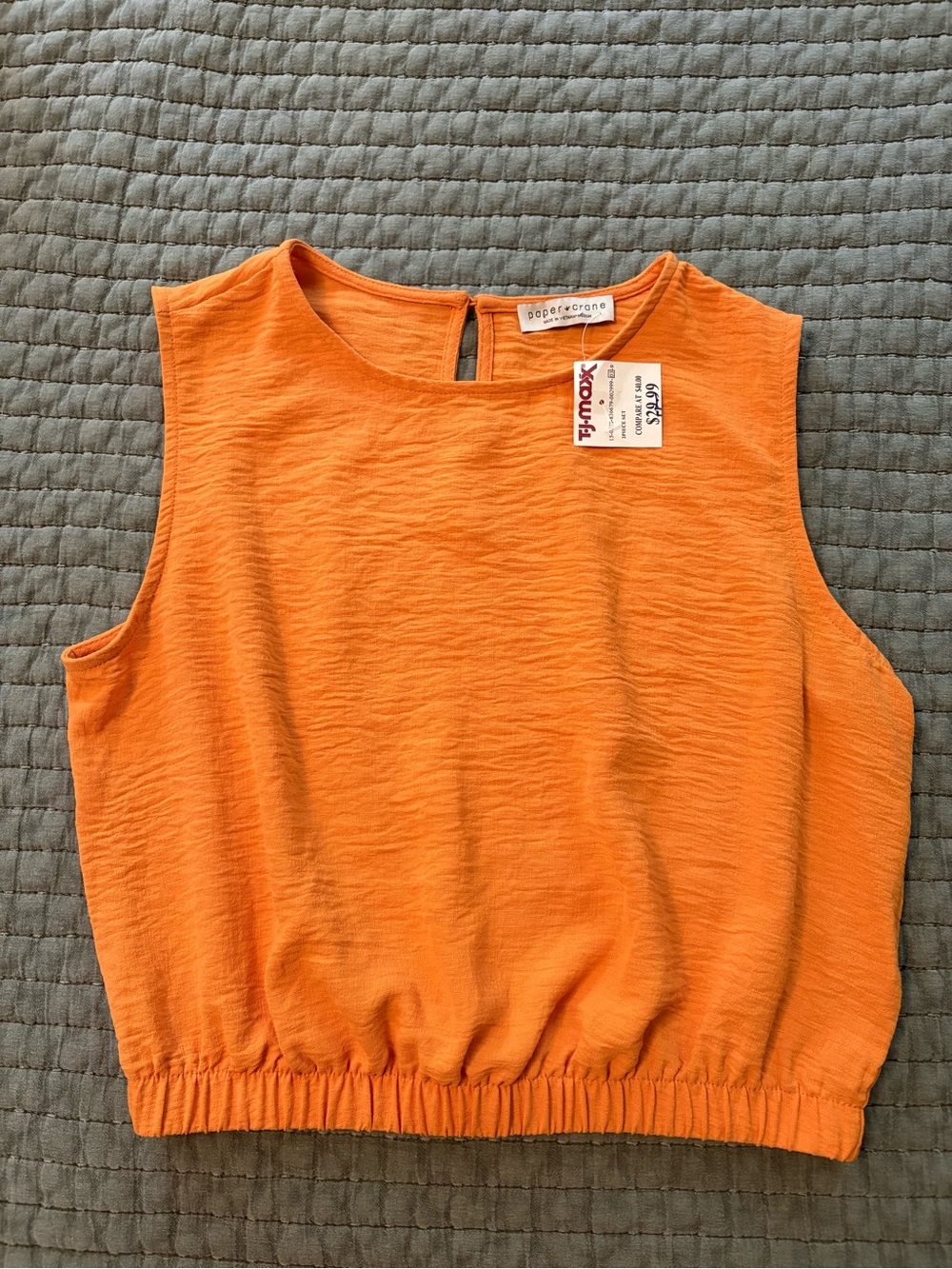 Paper Crane Bright Orange Sleeveless Blouson Tank